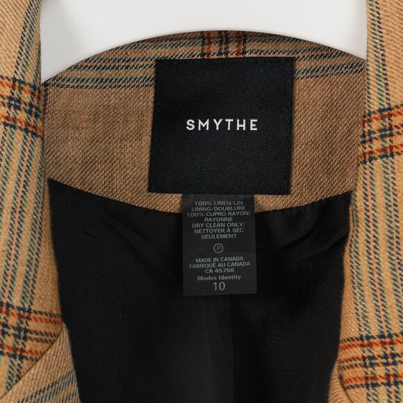 Smythe Patch Pocket Duchess Burlap Plaid Leather-Elbow-Patch Blazer - Picture 9 of 10